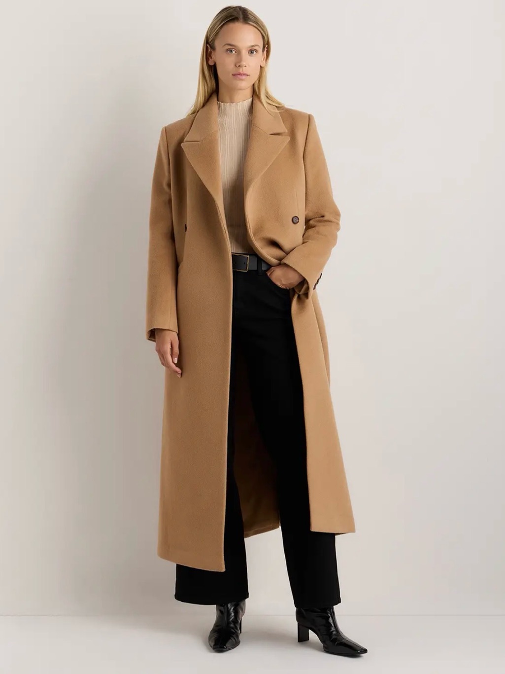 Nwt Quince Caramel Wool Cashmere Tailored Long Coat - Retail $200